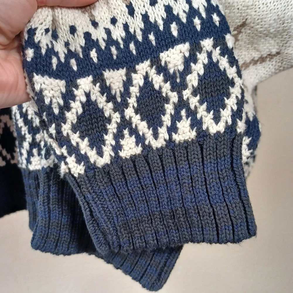 Chaps Ralph Lauren Vintage Grandpa Heavy Knit Sweater Retro Argyle‎ Holiday XL